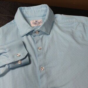 Mizzen + Main Spinnaker Trim Fit Blue & White Check Shirt MEDIUM